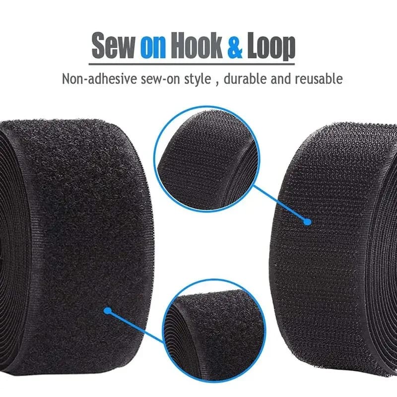 1M Sew on Hook and Loop Fastener Tape Non Adhesive Super Soft Loop Fabric Tape for Crafts DIY Sewing 20/25/30/50mm Wide