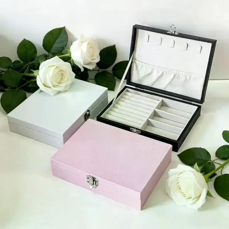 Scatola Portatile di Alta Qualità per Gioielli, Antipolvere, per Anelli, Orecchini, Collane, Accessori, in Lussuoso Pelle PU, Custodia Organizzatrice