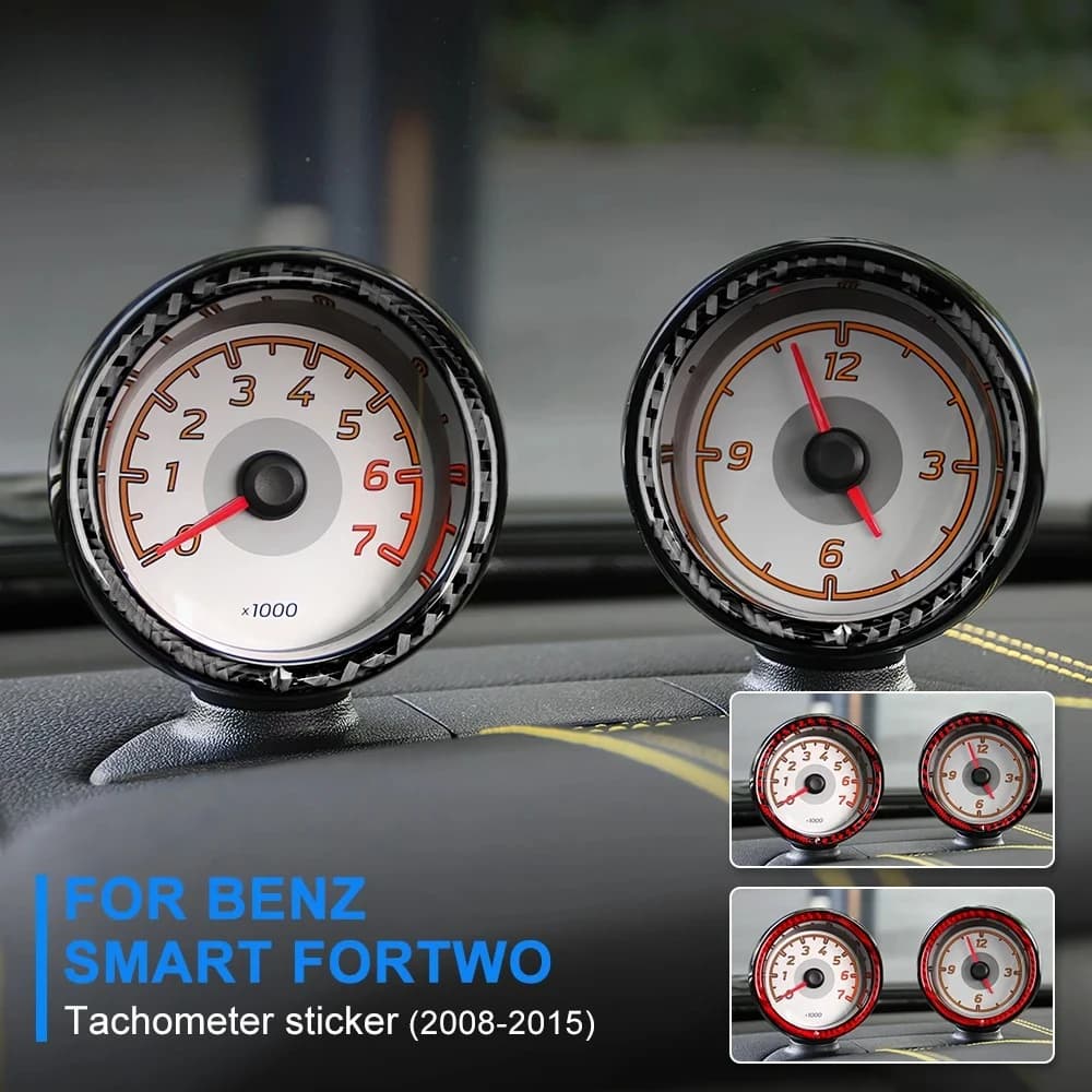 Real Carbon Fiber Tachymeter Frame Sticker for Smart Fortwo 451 2008-2015 Car Interior Decoration Accessories