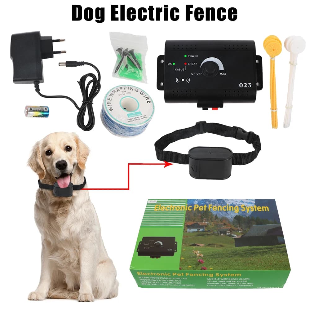 Recinzione elettrica per cani Sistema di recinzione elettronica per animali domestici Suono di contenimento Collare scosse Accessori per animali Collare di addestramento per cani Impermeabile