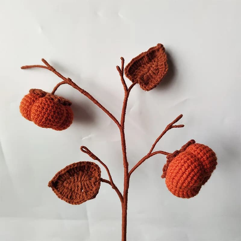 1pc creative handmade crochet cachi flower artificial plants finished decorations home and desk bouquet decoration