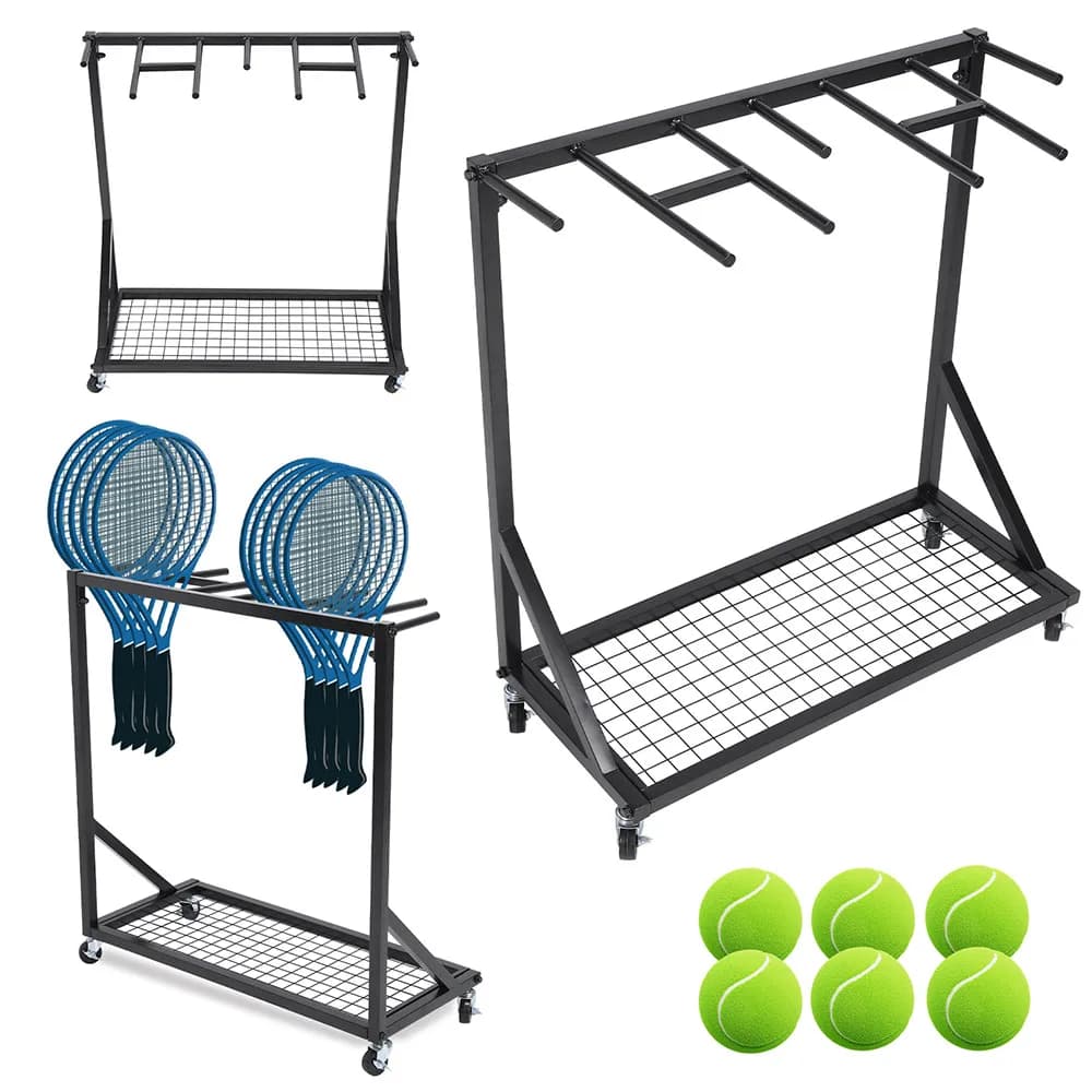 Exhibitor for Tennis and Badminton Rackets, Racket Holder, Tennis Balls Door, Sport Accessories and Exercise