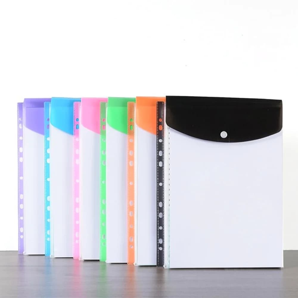 Vertical Document Protector A4 11 Holes Loose Leaf Filing Bag PP Plastic Storage Sleeve Snap Closure For School Office