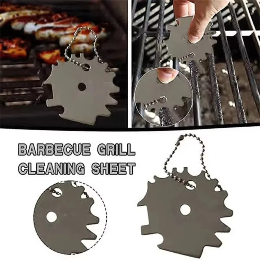 Raschietto Portatile in Metallo per Pulizia Griglie BBQ, Strumento per Pulizia Barbecue
