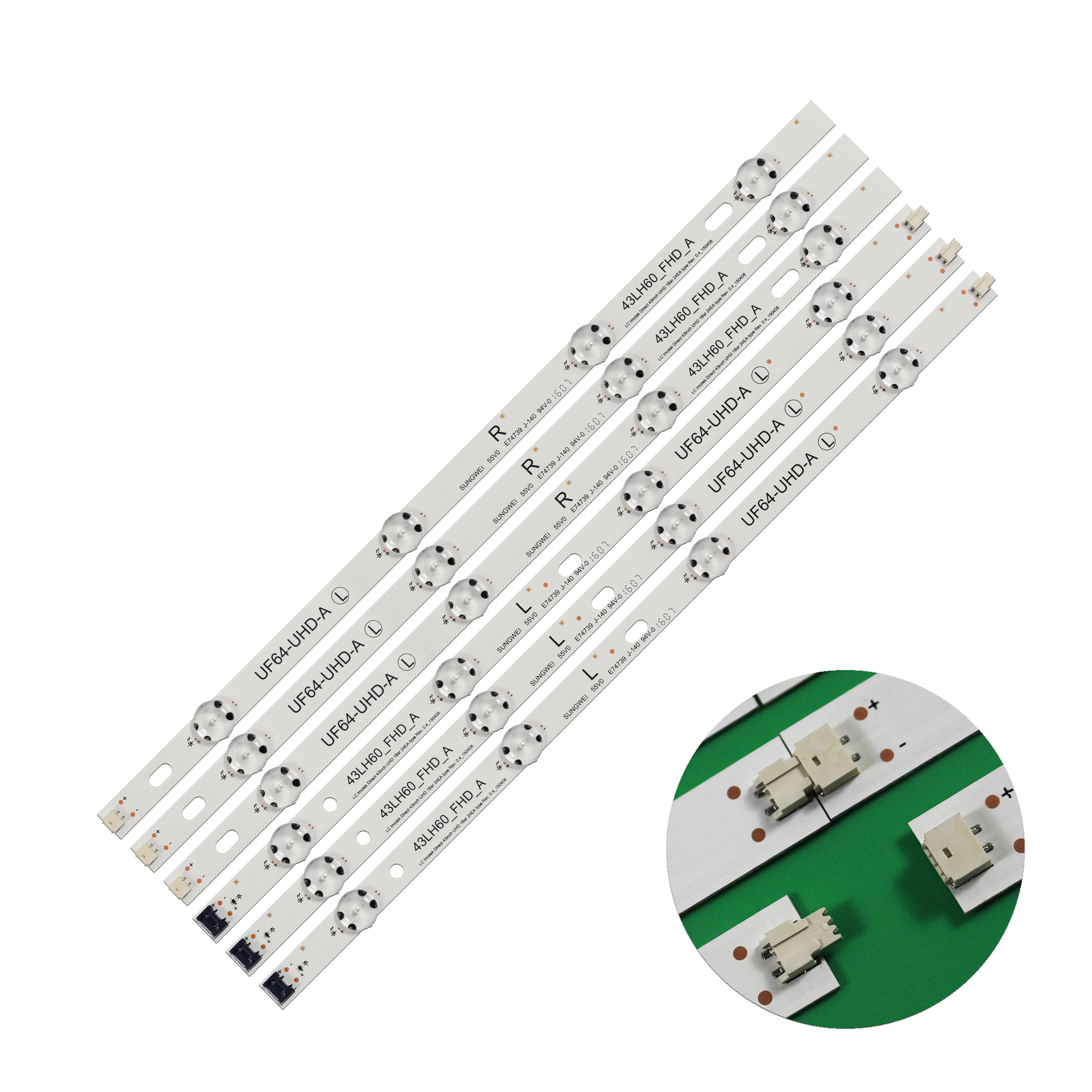 3 strisce LED per retroilluminazione 43LH6047 43LH605T 43LH6040 43UF6100 43UF6400-CA HC430DGG-SLNX1-211X NC430DGE NC430DUE-VUDN EAV63452303