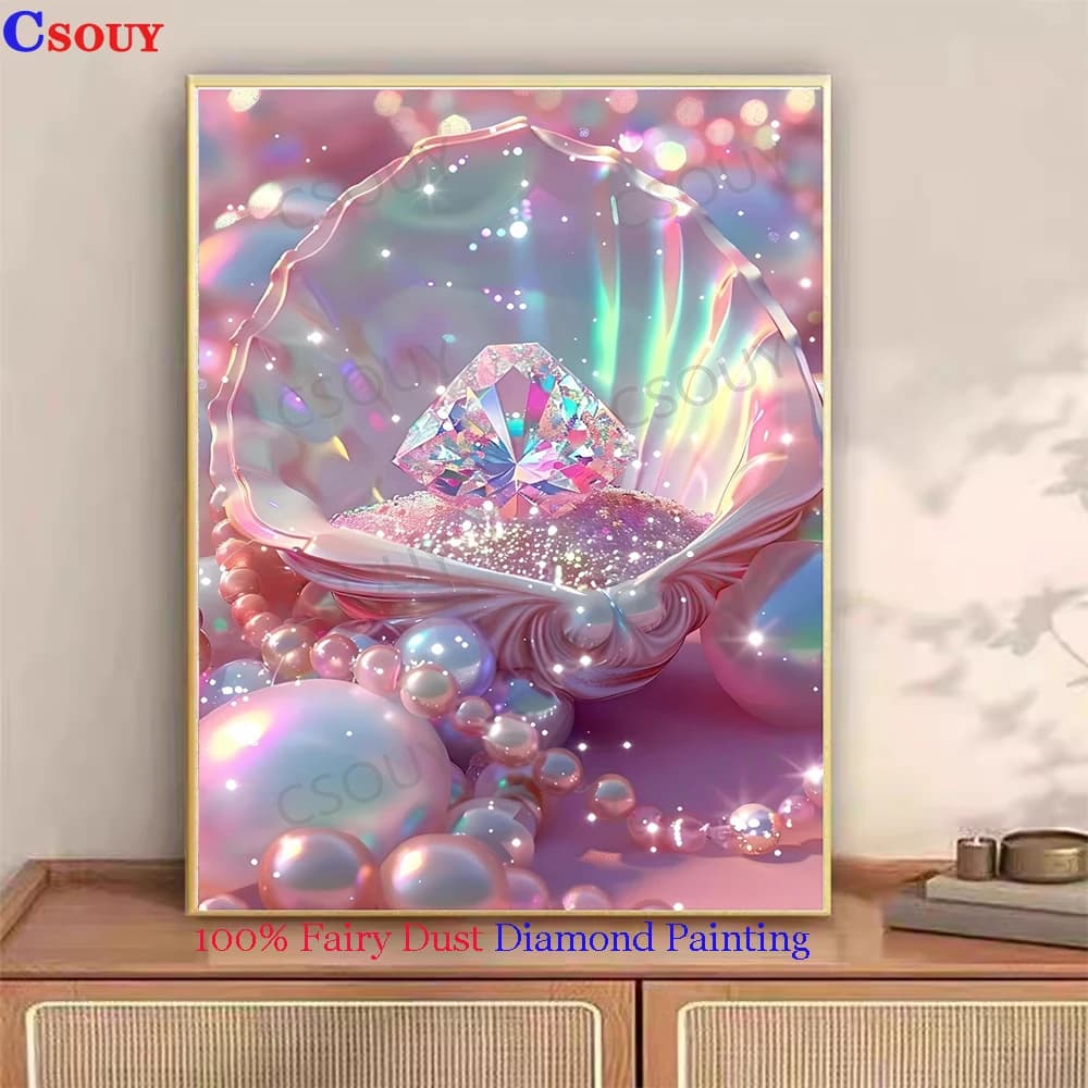 Kit per Pittura Diamante Fai da Te 100% Fairy Dust, Ricamo a Punto Croce, Perle Rosa, Mosaico Quadrato, Decorazione Casa, Lavoro a Mano con Cristalli