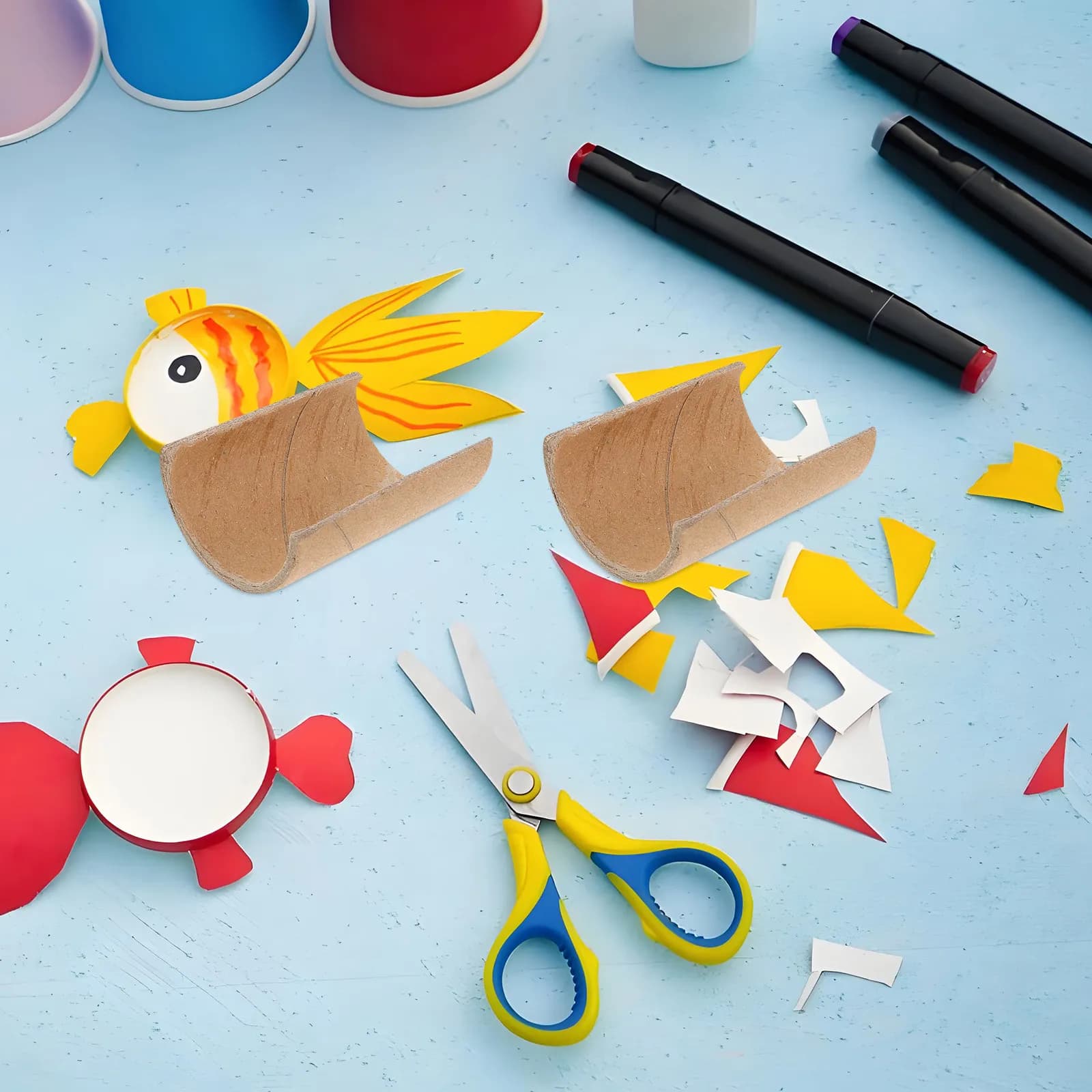 10 Tubi di Carta Kraft Semirotondi per Piste Auto in Classe, Tubi Creativi per Fai-da-Te, Materiali Educativi per Asili