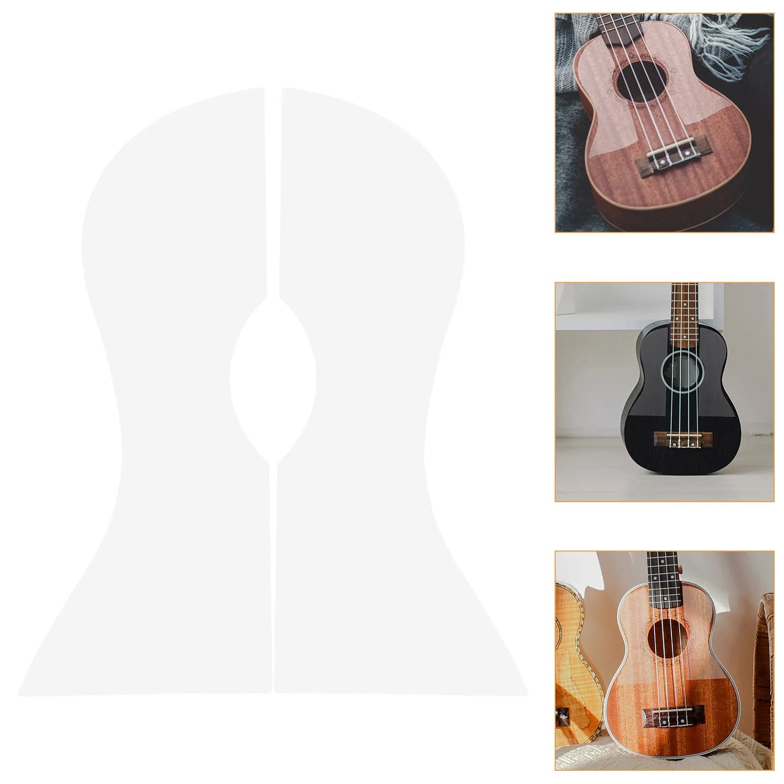 1Set Smooth Edge Ukulele Pickguard Board Clear No-Glue Design Anti-Scratch Protective Decal for Ukulele Guitar Pickguard