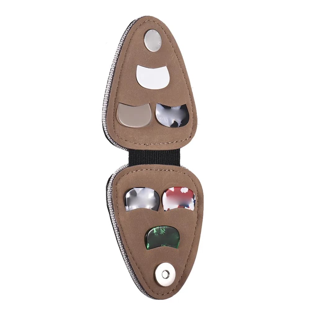 Premium PU Synthetic Leather Guitar Pick Holder Case Black Guitar Picks Organizer Pick Carrying Case Guitar Accessories
