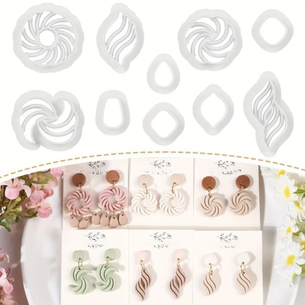 Set di 10 Stampi per Orecchini in Argilla Polimerica Stile Boho, Forme Geometriche per Creazione di Gioielli Fai-da-Te