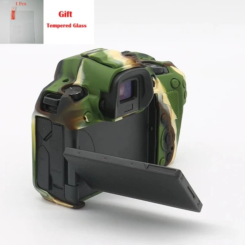 For Canon EOS R EOSR Silicone Armor Skin Case Protective Body Cover Protector Camera Bag soft case bag +1PCS Free Tempered Film