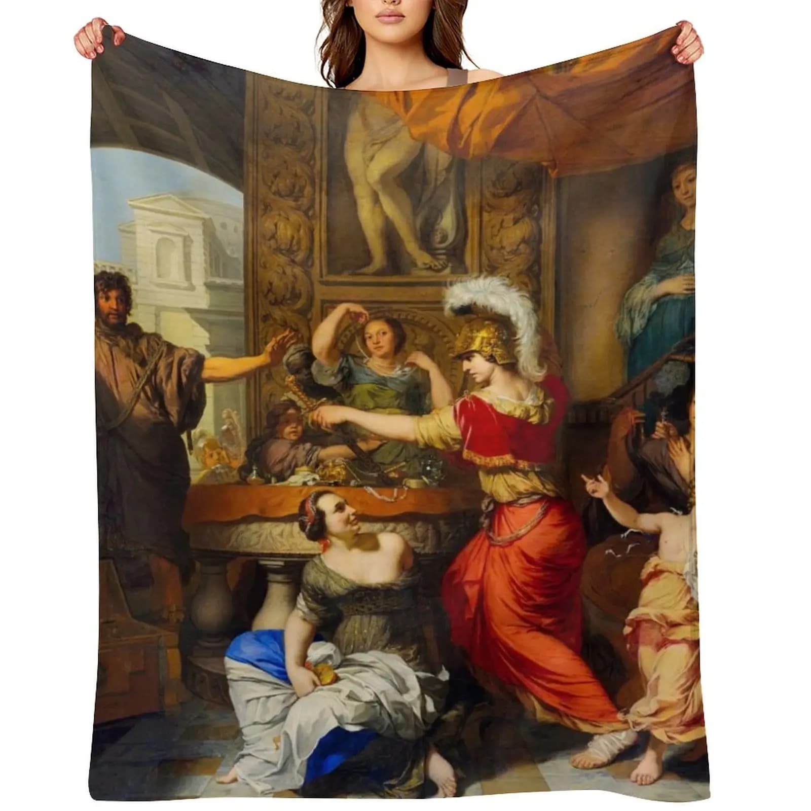 Achilles discovered among the daughters of Licomedone - Covered in girdle of Gerard de Lairesse, covered by sofa, covered by bed, sleeping bag
