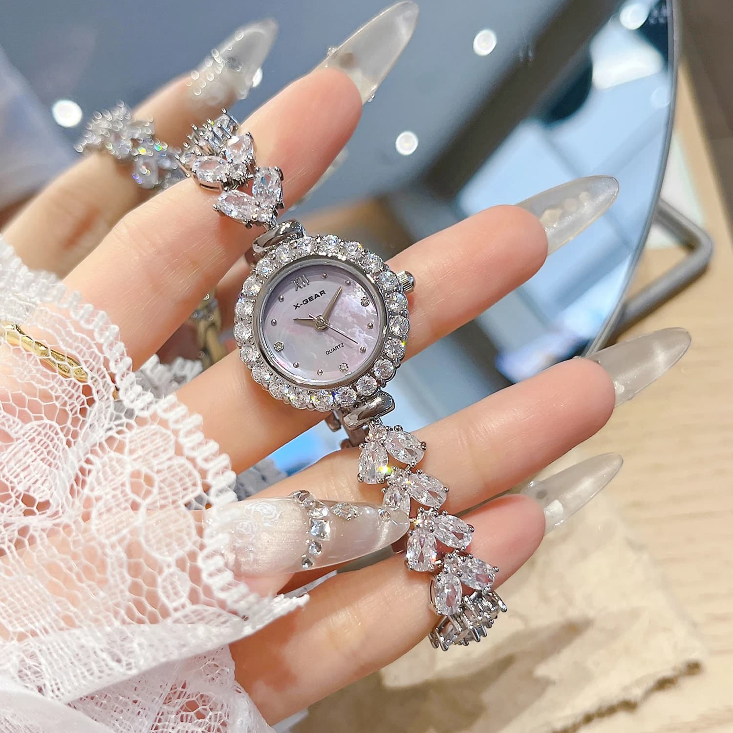 X-GEAR Fashion Rhinestone Women Watch Waterproof Ladies Bracelet Quartz Watches Clock Relogio Birthday Gift