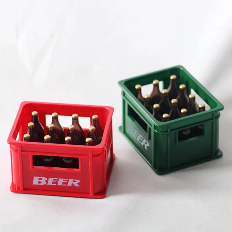 Set di Mini Bottiglie di Birra e Scatole di Bevande per Casa delle Bambole 1:12, Accessori Giocattolo per Decorazione Miniatura Bar e Cucina