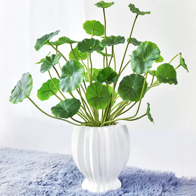 37cm 18 Heads Artificial Lotus Plants Eucalyptus Leaves Plastic Tree Real Fin Plants Touch Copper Sheets For Home Office Decoration