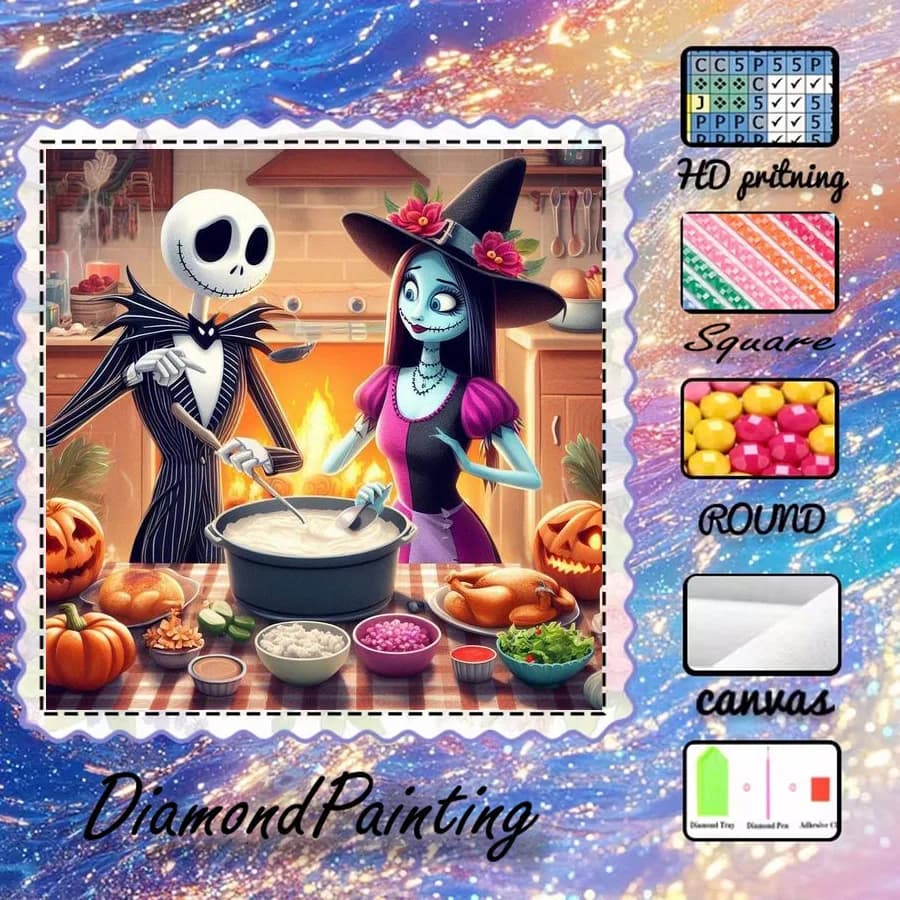 1 pezzo - Potdemiel-5D-DIY - Tessuto floccato - Trapano speciale - Set per pittura con diamanti - Halloween, cibo - Arte con diamanti