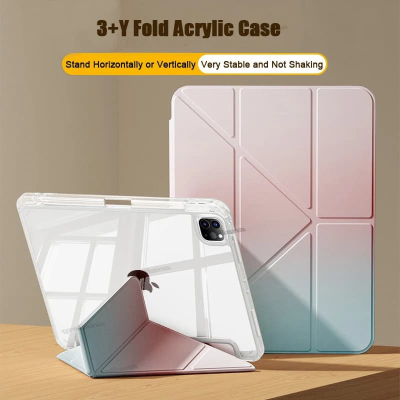 Custodia per tablet con piega a Y sfumata per Ipad 10th 10.9 11th 11 7th 8th 9th 10.2 pollici iPad Air 11 4th 5th 10.9 2024 11th 11 13 M2 13 Pro M4 air 3 Pro 10.5 11 12.9 6th 9.7 mini 6 7 8.3 Custodia protettiva