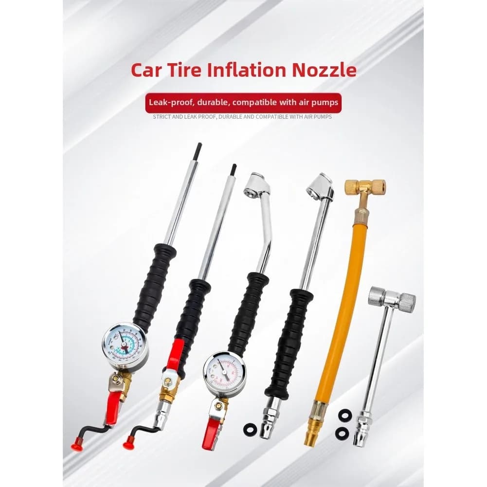 Tubo di gonfiaggio per pneumatici per auto Gomma in acciaio 16 KPA Tubo di gonfiaggio per pneumatici a doppia testa con pompa a forma di T per camion per auto moto