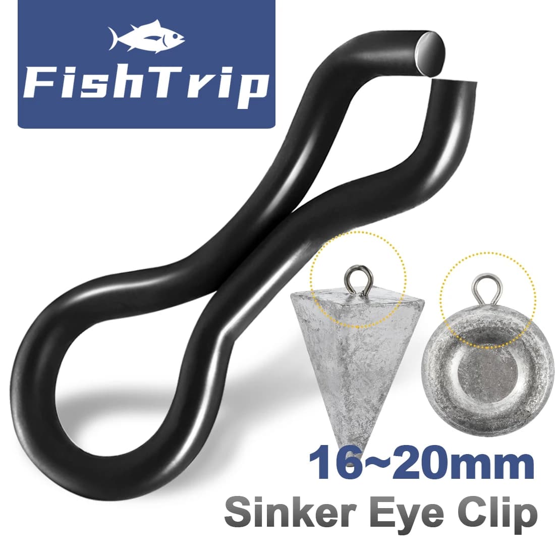 FishTrip 50 Pieces Fishing Eyes Stainless Steel Safety Eyes Salt water fishing for lead weight molds