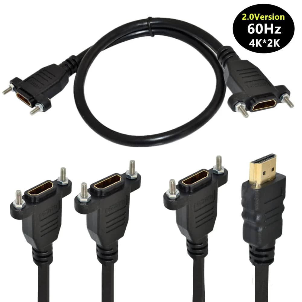 1M 0.5M Cavo 2.0 compatibile HDMI Cavo HDTV V2.0 4k 60Hz Maschio a Femmina Montaggio a pannello con vite 4K * 2k 60Hz Cavo di prolunga HD 50CM