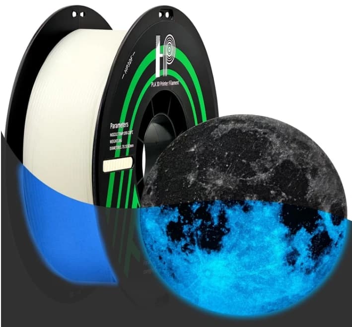 HP3DF Glow in the Dark PLA 3D Filament, 1.75mm, Accuracy +/- 0.02mm,1kg Spool (2.2lbs), Fits Most FDM Printers (Glowing Blue)