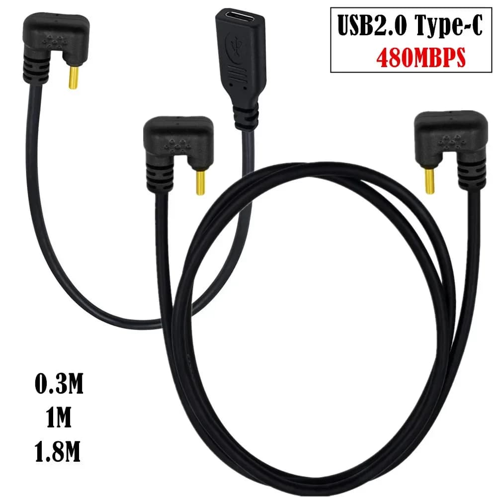Gomito a forma di U USB-C USB 2.0 Tipo-C Maschio a Femmina/Maschio a Maschio Cavo di prolunga 0,3 m/1 m/1,8 m Angolato a U 90 gradi