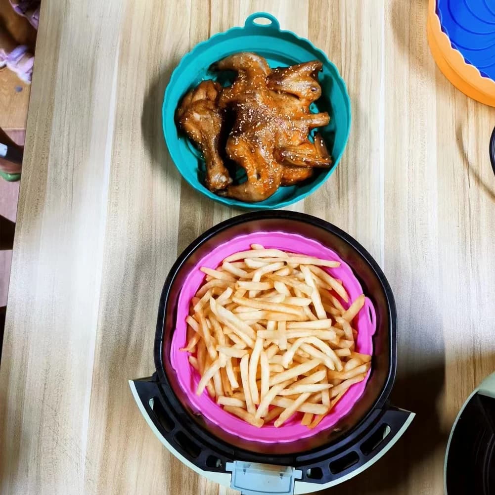 Silicone Frying Mat, Folding Basket, Replacement Container with Handles, Perfect Gift for Family Friends