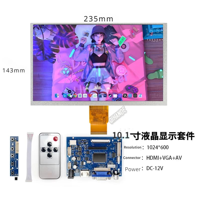 10.1 inch compatible HDMI LCD display 50 pin with monitor audio card Mini computer Raspberry Pi Banana/Ray Pi