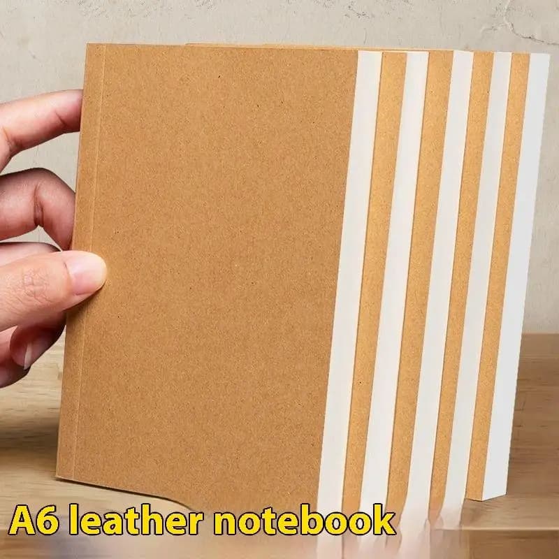 Taccuino tascabile A6 da 128 fogli (256 pagine) con pagine a righe/quadretti, copertina in carta kraft spessa, blocco note compatto