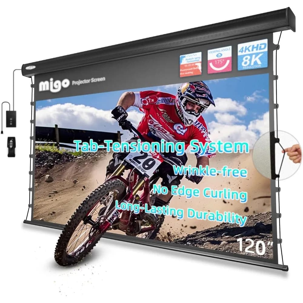 Schermo per proiettore motorizzato 120 pollici Elettrico Pull Down Tab Tensione UST 4K HD 2.0 Guadagno Luce ambientale che rifiuta per la casa