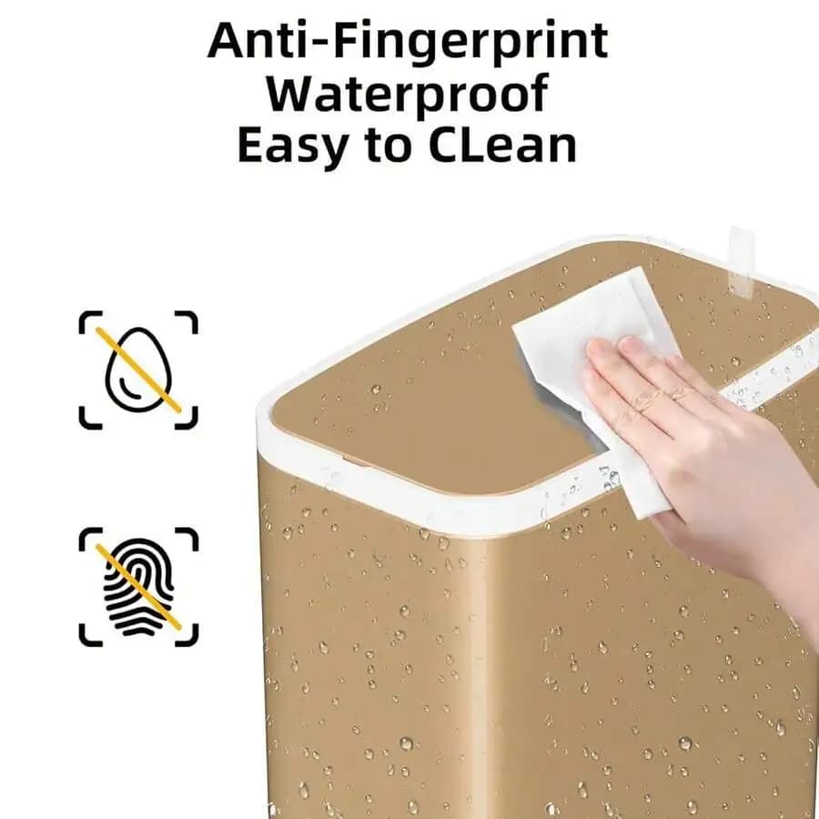 Champagne Gold Bathroom Trash Can With Lid Soft Close 1.6 Gallon Slim Metal Step Wastebasket For Office Bedroom Toilet