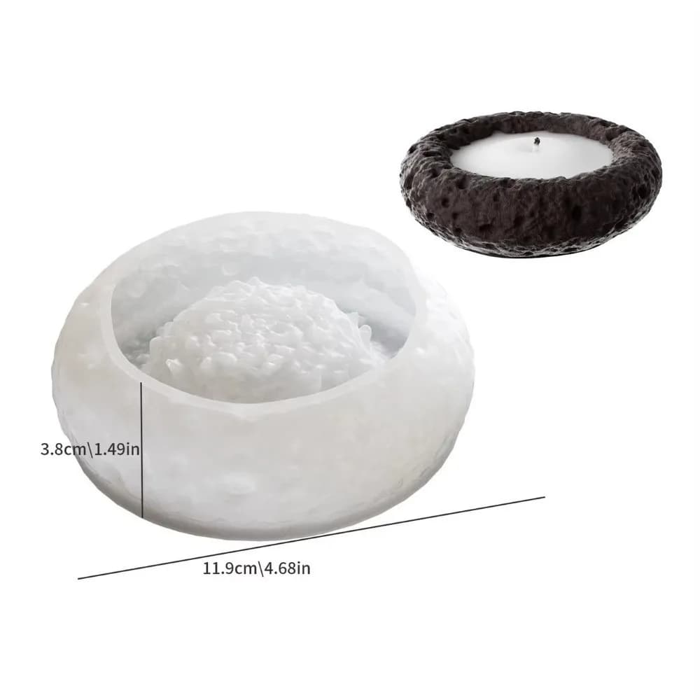 Mould made of chalk made silicone, with texture, for circular container, circular storage box, aromatic candle cup