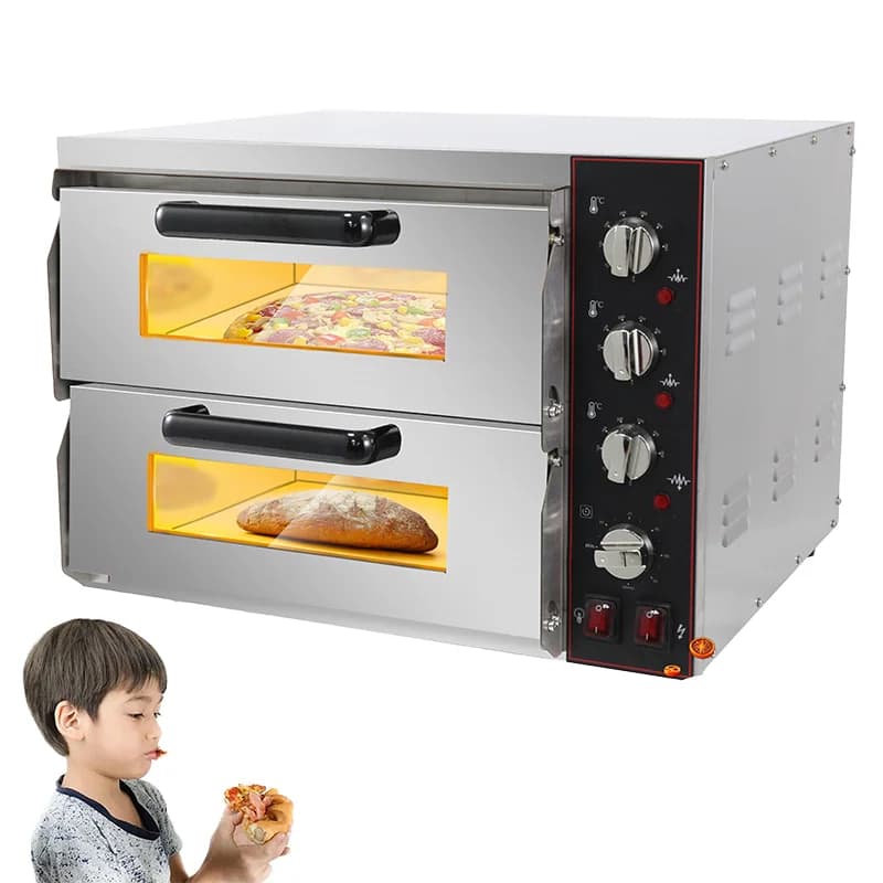 Nuovo Forno Elettrico Commerciale a Doppio Piano per Panetteria, Ideale per Torte, Pane e Pizza, con Funzione di Cottura Automatica su Pietra