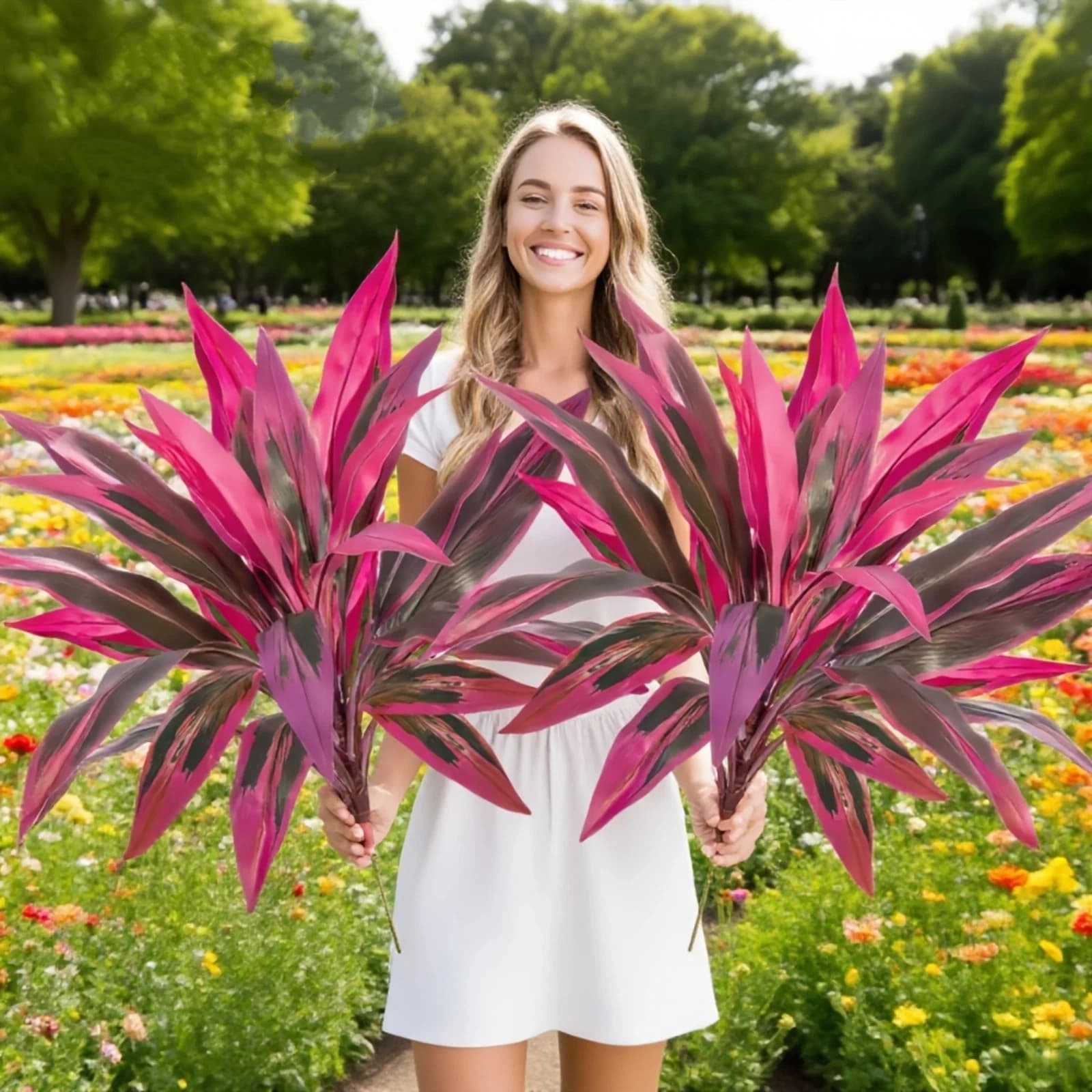 Plastic Shrub Artificial Dracaena Tree Vibrant Realistic Simulation Banana Plant Fade-Resistant Realistic Leaves