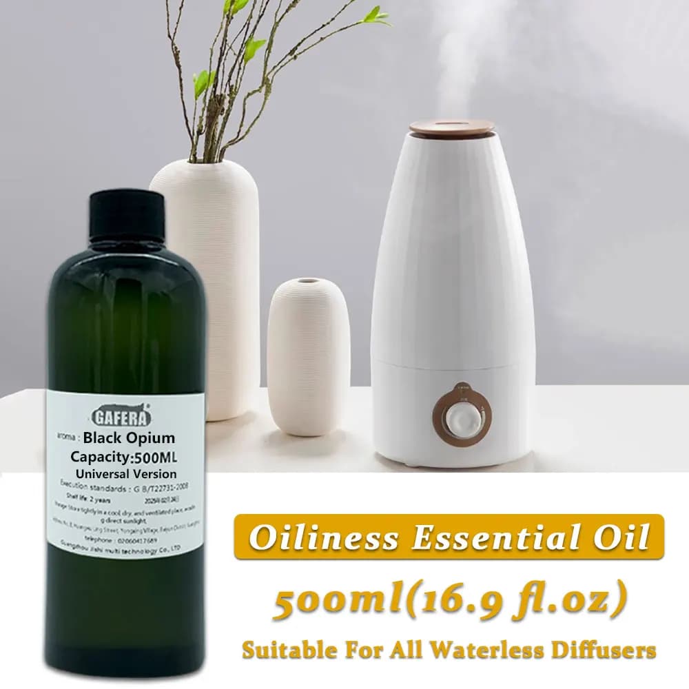 GAFERA 500ml (16.9 fl.oz) Olio Essenziale Black Opium, Per Tutti i Diffusori Senza Acqua, Olio Aromaterapico di Ricambio per Diffusori di Lusso per Hotel