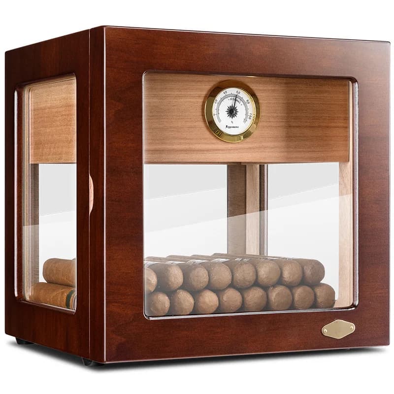 Cigar Moisturizing Box, Fragrant Cedar Wood Piano Lacquer, Transparent Skylight, Large Capacity Cigar Box Cabinet.