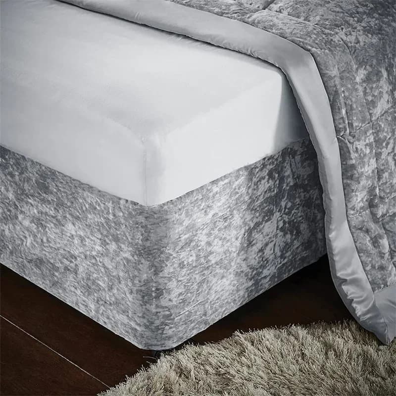 4 Sides Bed Skirt-Fit Jersey Knit & Stretchy Wrap Around with Beige Platform-Soft Premium Microfiber-12.6 Inch Drop Bedspread