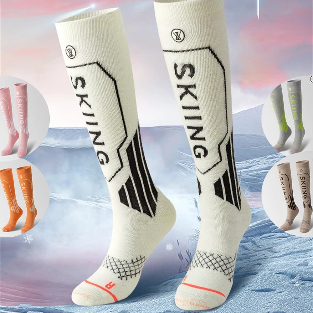 1 pair of thermal socks in wool for men and women, long and warm winter socks for skis, hiking, snowboarding, climbing, socks sports