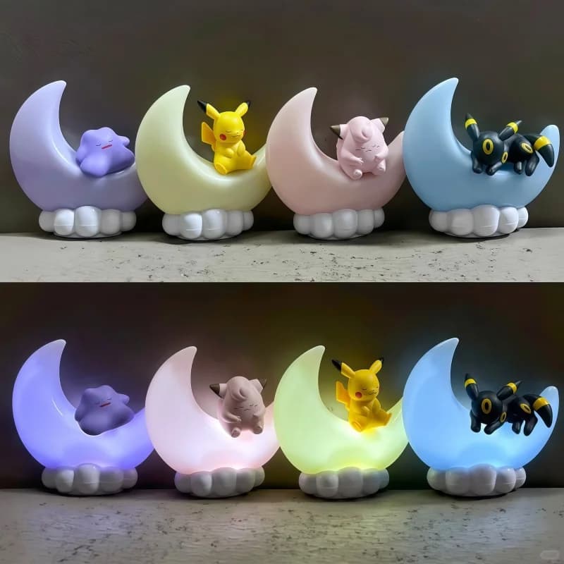 Nuovo in Stock: Ornamento da Scrivania a Forma di Luna Pkm con Luce, Figura LED Bandai Pkc Umbreon Ditto, Decorazione da Tavolo, Regalo di Compleanno da Collezione