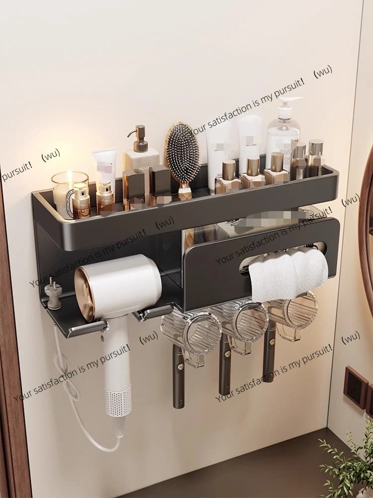 Portaspazzolino installato in bagno, staffa multifunzione per asciugacapelli, facile da installare