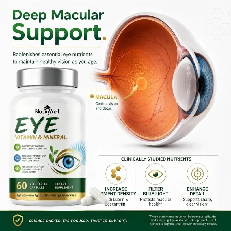 Lutein and Zeaxanthin Supplements Provide Eye Vitamin and Mineral Support 60 Capsule