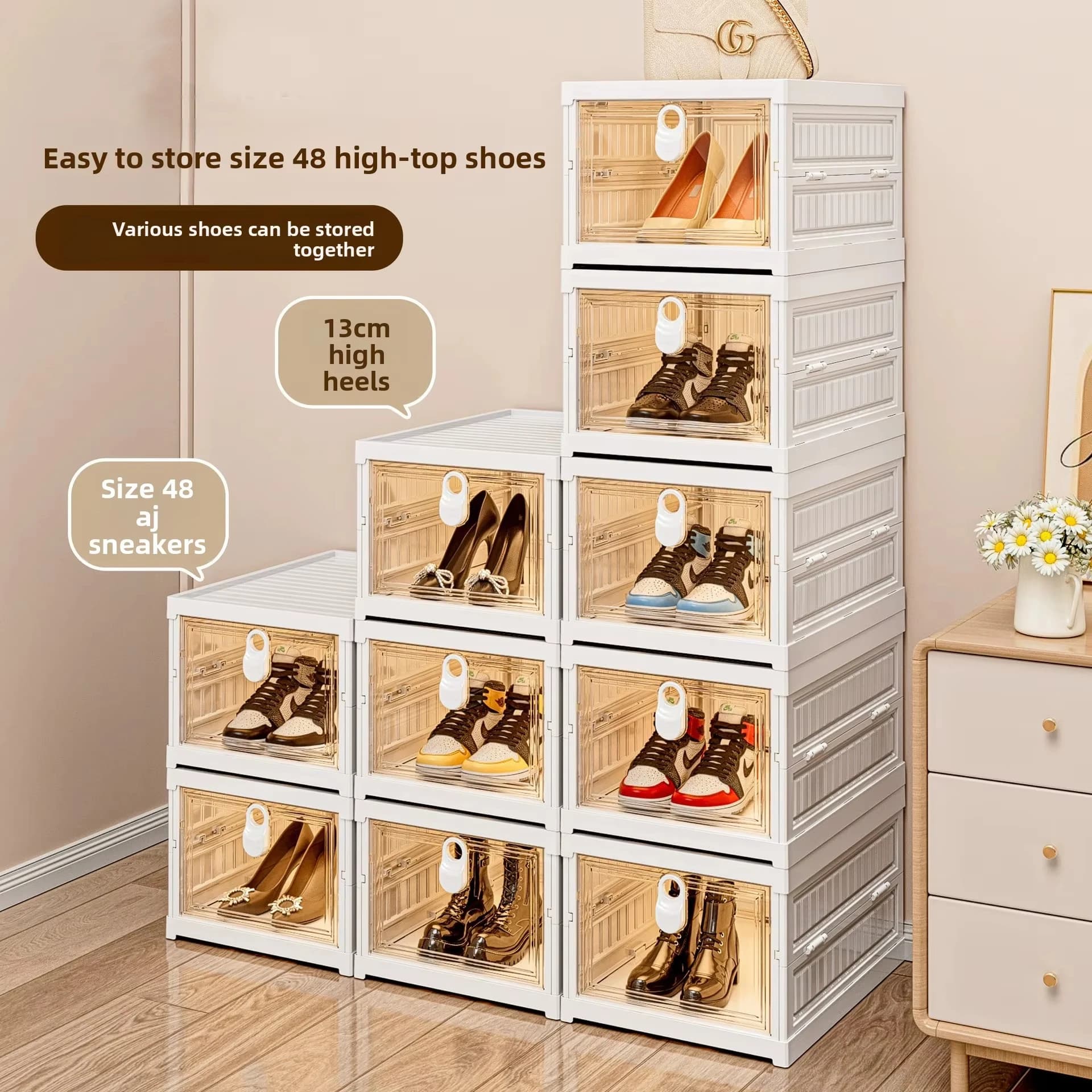 Dustproof Shelf Multi-layer Integrated Foldable Shoe Organizer Large Capacity Snack Storage Box Household Shoe Cabinet