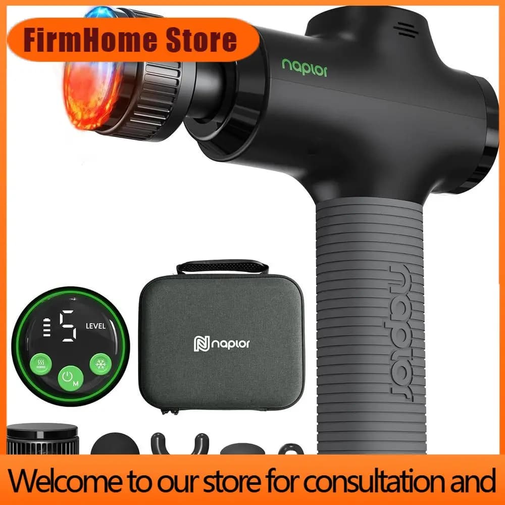 FirmHome StoreAdvanced Deep Tissue Massage Gun With Heat/Cold, Quiet, LED Display, 5 Speeds, Carrying Case, HSA Approved