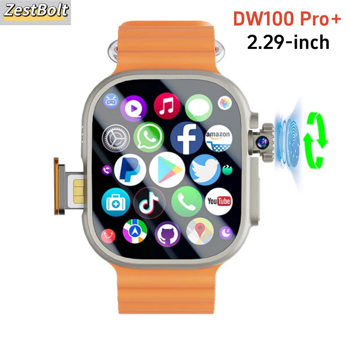 DW100 Pro + Smartwatch Touch ID 5G Full Netcom Smart Watch da uomo con Play Store Scarica gratuita App WIFI GPS WIFI Amoled da 2,29 pollici