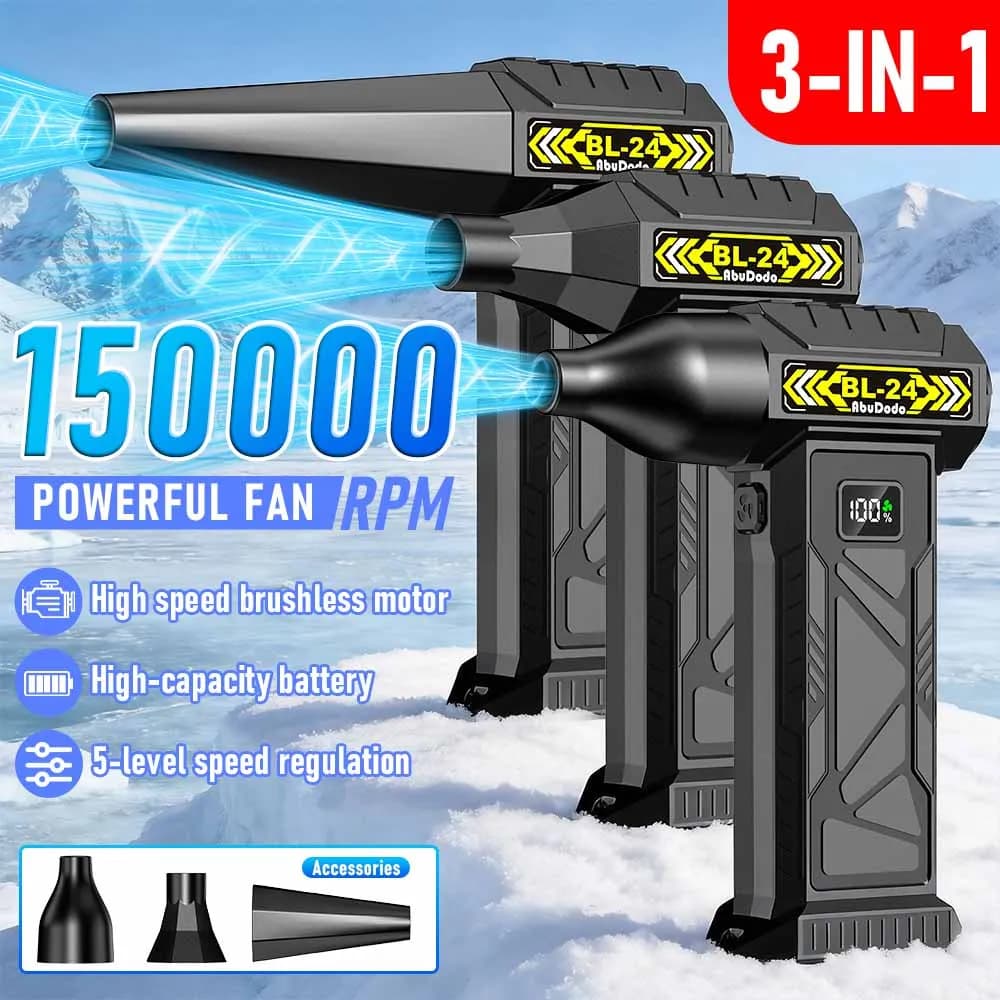 Brushless Cordless Garden Air Blower 150000RPM High Power Turbo Jet Fan USB Rechargeable for Yard Lawn Leaf Snow Patio Cleaning