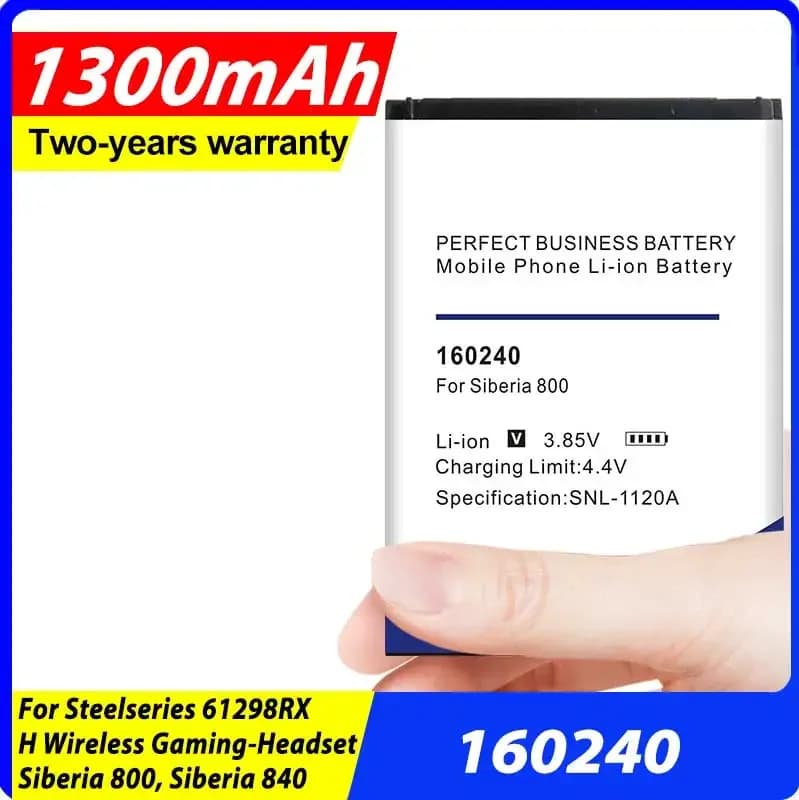 New 1300 160240 mAh replacement battery for Steelseries 61298RX, H Wireless Gaming-Headset, Siberia 800, Siberia 840 in Stock