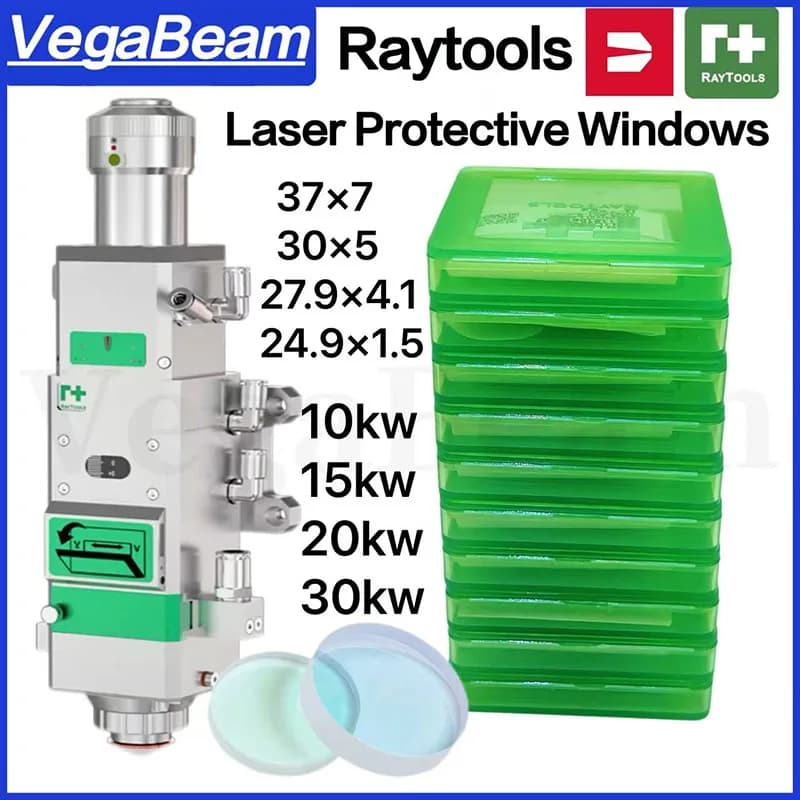 Raytools Lente protettiva per finestre laser originale 27,9x4,1 24,9x1,5 30x5 37x7 15kw 20kw per parti della testa della macchina da taglio laser a fibra