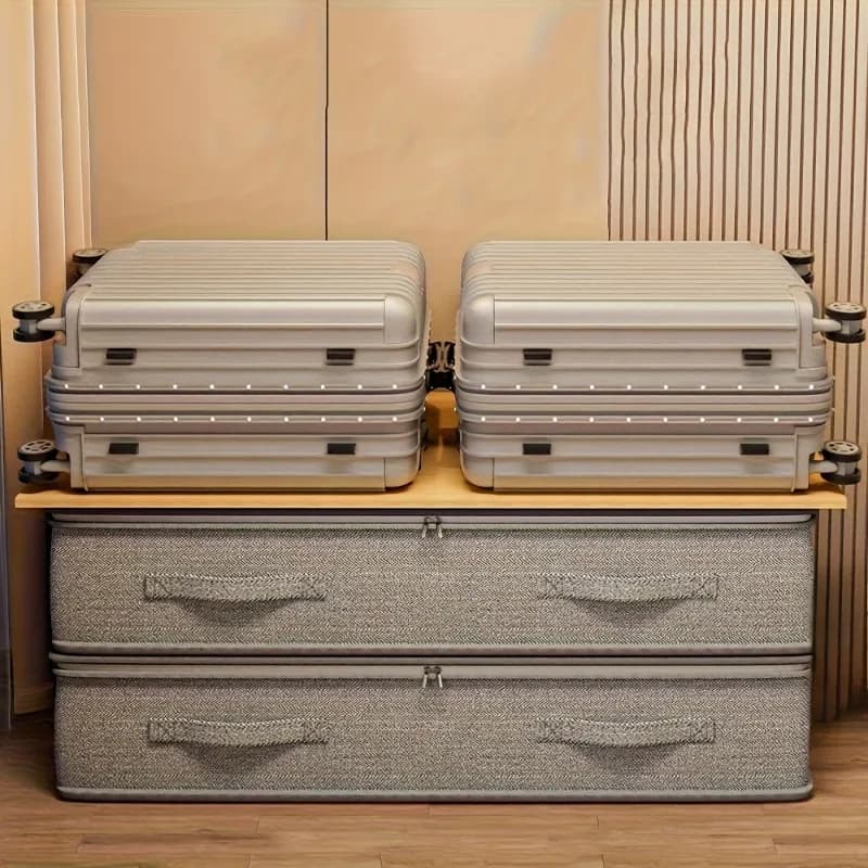 2 large containers to store items under the bed, stackable, durable, nonwoven fabric, to arrange clothes, for the organization of the bedroom closet