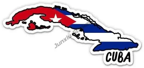 Mappa di Cuba con bandiera Adesivo in vinile dell'orgoglio cubano per telefono portatile Bottiglia d'acqua Adesivo per auto creativo Decorazione bandiera cuore Cuba