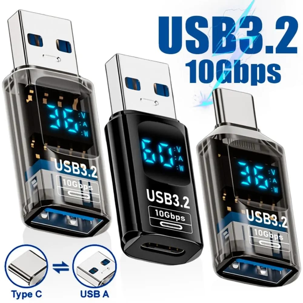 Adattatore per display digitale USB 3.2 da 10 Gbps, convertitore da USB maschio a Type C femmina, adattatore per trasferimento dati a ricarica rapida per laptop iPhone